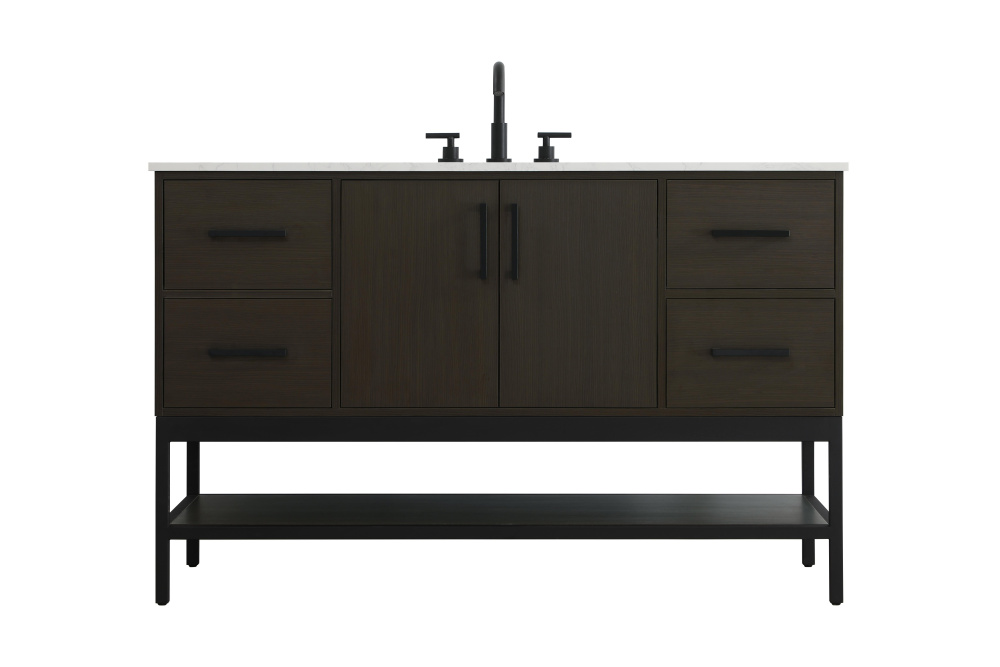 54 inch Single Bathroom Vanity in Mocha Brown