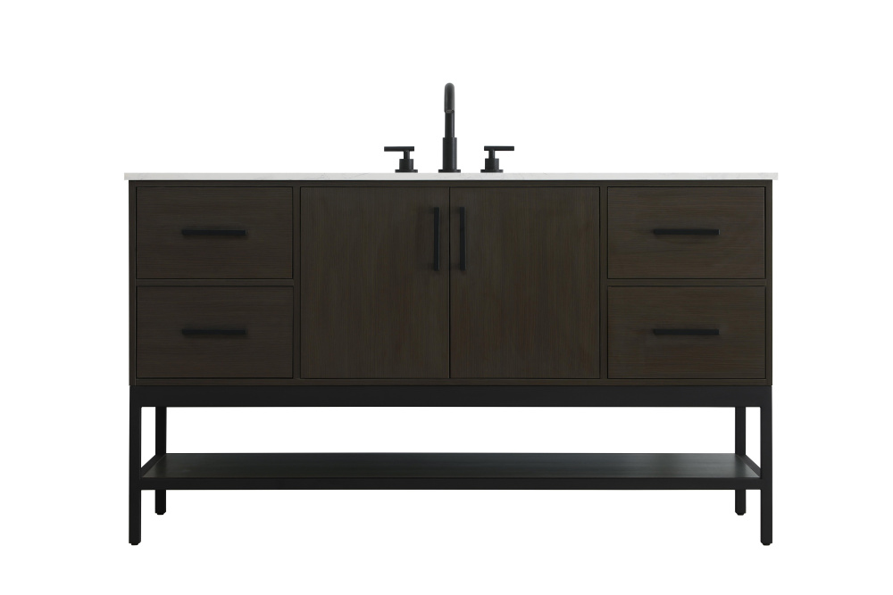 60 inch Single Bathroom Vanity in Mocha Brown