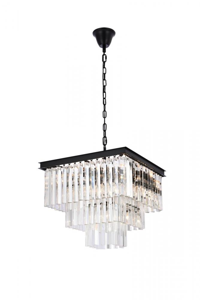 Sydney 21.5 Inch Square Crystal Chandelier in Matte Black