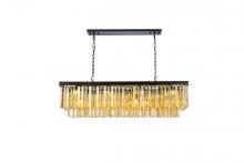 Elegant 1202D50MB-GT/RC - Sydney 12 Light Matte Black Chandelier Golden Teak (Smoky) Royal Cut Crystal