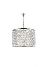 Elegant 1206D27PN/RC - Madison 8 Light Polished Nickel Chandelier Clear Royal Cut Crystal