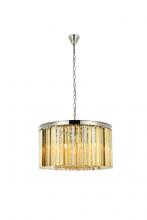 Elegant 1208D26PN-GT/RC - Sydney 8 Light Polished Nickel Chandelier Golden Teak (Smoky) Royal Cut Crystal