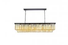 Elegant 1232D60MB-GT/RC - Sydney 12 Light Matte Black Chandelier Golden Teak (Smoky) Royal Cut Crystal