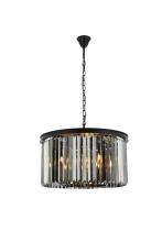 Elegant 1238D26MB-SS/RC - Sydney 8 Light Matte Black Chandelier Silver Shade (Grey) Royal Cut Crystal