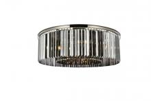 Elegant 1238F43PN-SS/RC - Sydney 10 Light Polished Nickel Flush Mount Silver Shade (Grey) Royal Cut Crystal