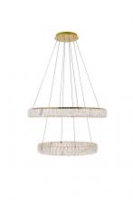 Elegant 3503G32G - Monroe Integrated LED Chip Light Gold Chandelier Clear Royal Cut Crystal