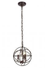 Elegant LD5015D12DCB - Wallace Collection Pendant D11.8 H13.8 Lt:3 Dark Copper Brown Finish