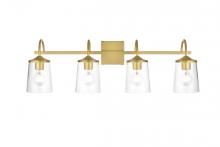 Elegant LD7313W33BRA - Avani 4 Light Brass and Clear Bath Sconce