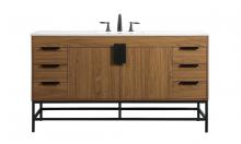 Elegant VF48860WB - 60 Inch Single Bathroom Vanity in Walnut Brown