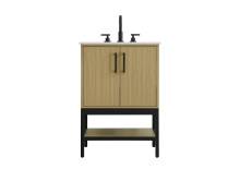 Elegant VF60724MHB - 24 inch Single Bathroom Vanity in Honey Brown