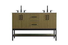 Elegant VF60754DMCB - 54 inch Double Bathroom Vanity in Chestnut Brown