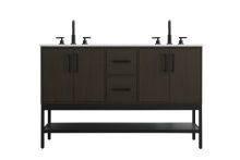 Elegant VF60754DMMB - 54 inch Double Bathroom Vanity in Mocha Brown