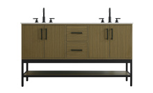 Elegant VF60760DMCB - 60 inch Double Bathroom Vanity in Chestnut Brown