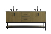 Elegant VF60772DMCB - 72 inch Double Bathroom Vanity in Chestnut Brown