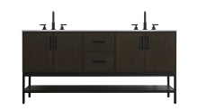 Elegant VF60772DMMB - 72 inch Double Bathroom Vanity in Mocha Brown