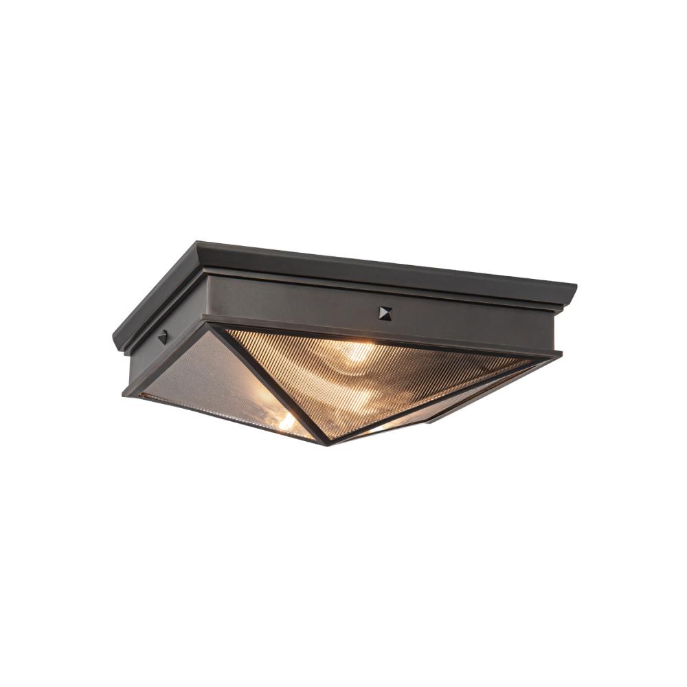 Cairo 15-in Ribbed Glass/Urban Bronze 2 Lights Flush Mount