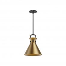 Alora Lighting PD412011MBAG - Emerson 11-in Matte Black/Aged Gold 1 Light Pendant