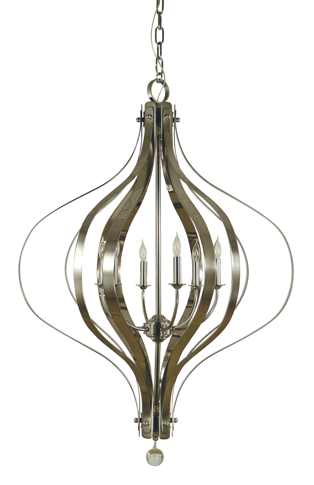 6-Light Brushed Nickel Aries Chandelier