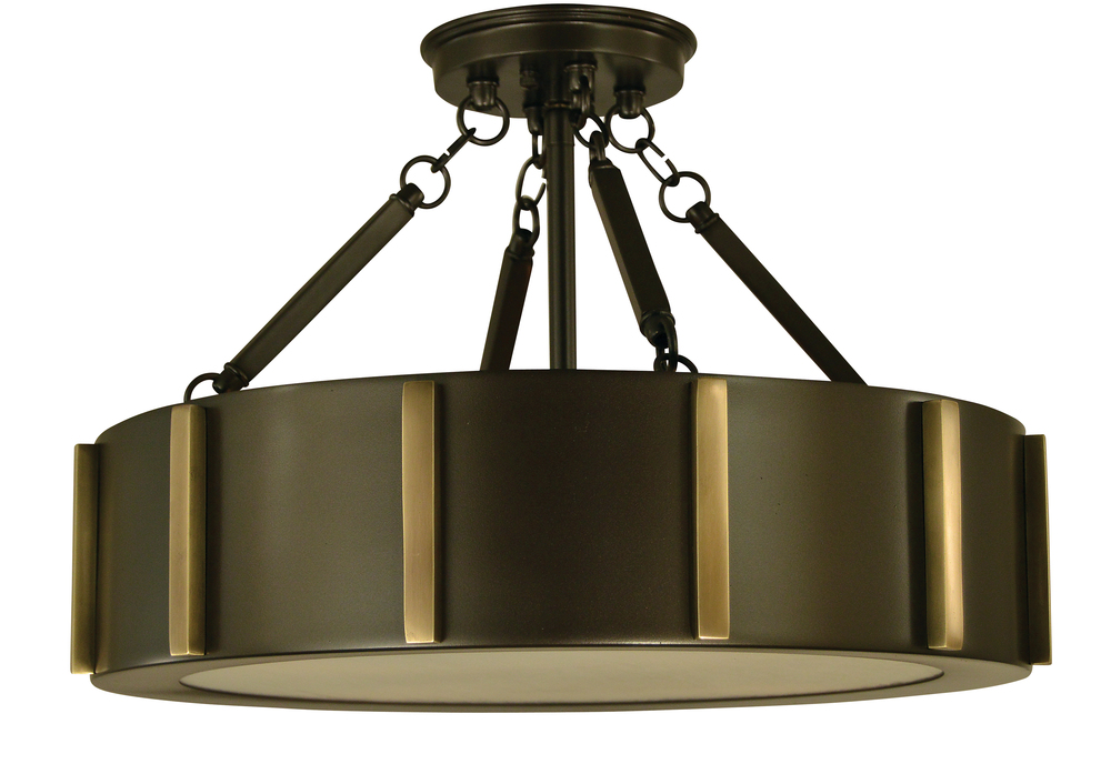 4-Light 16&#34; Matte Black/Polished Nickel Pantheon Flush Mount