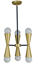 Framburg 3033 PN/MBLACK - 6-Light Polished Nickel/Matte Black Equinox Chandelier