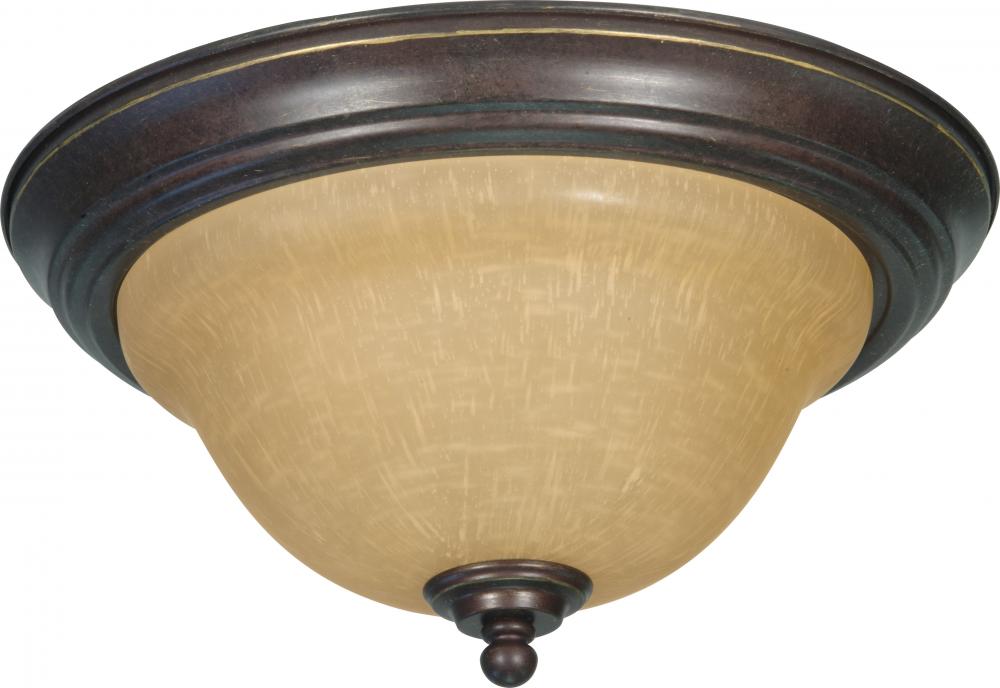 Castillo - 2 Light Flush Mount with Champagne Linen Washed Glass - Sonoma Bronze Finish