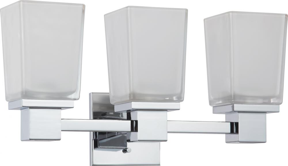 Parker - 3 Light Vanity with Sandstone Etched Glass - Polished Chrome Finish