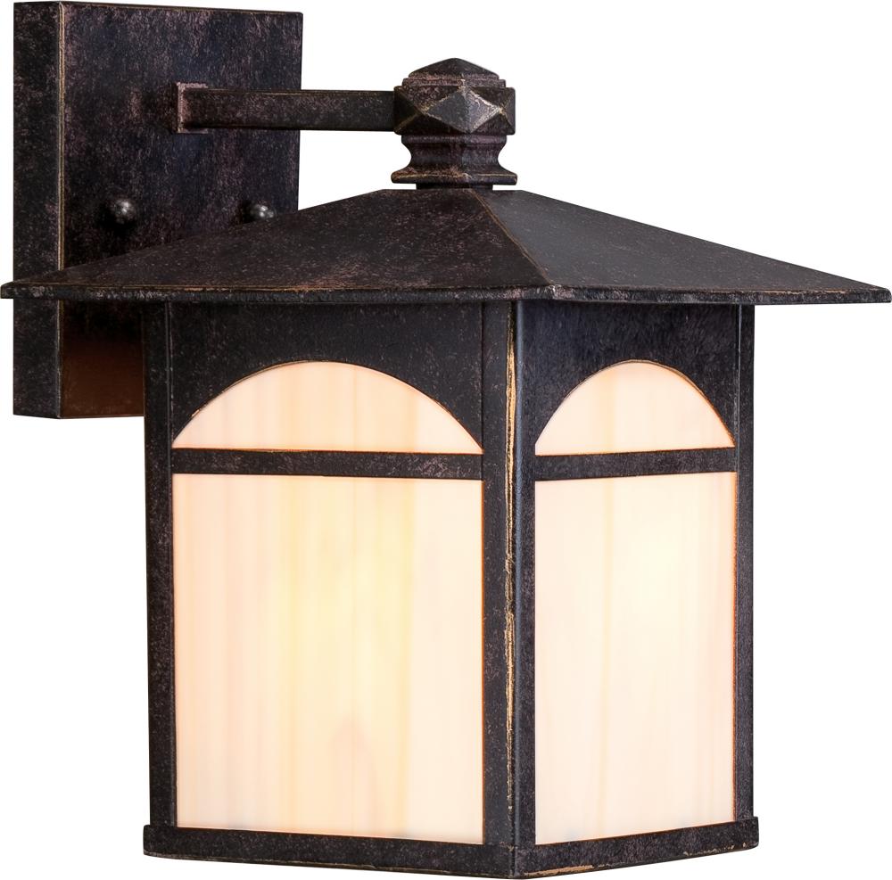 Canyon - 1 Light - Wall Lantern with Honey Stained Glass - Umber Bronze Finish Finish