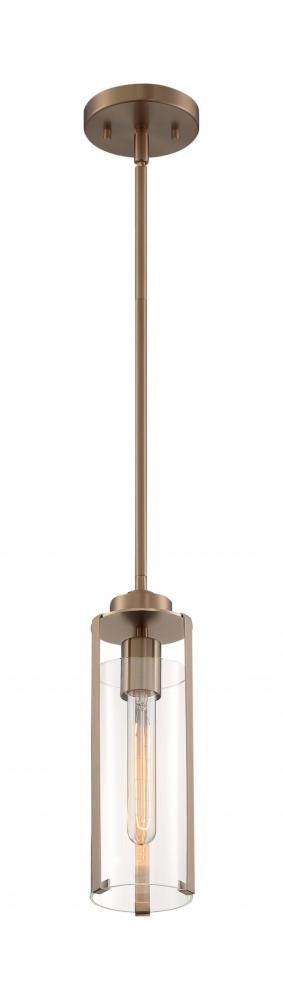 Marina - 1 Light Mini Pendant with Clear Glass - Burnished Brass Finish