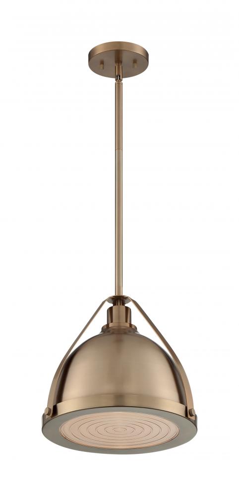 Barbett - 1 Light Pendant with Fresnel Glass - Burnished Brass Finish