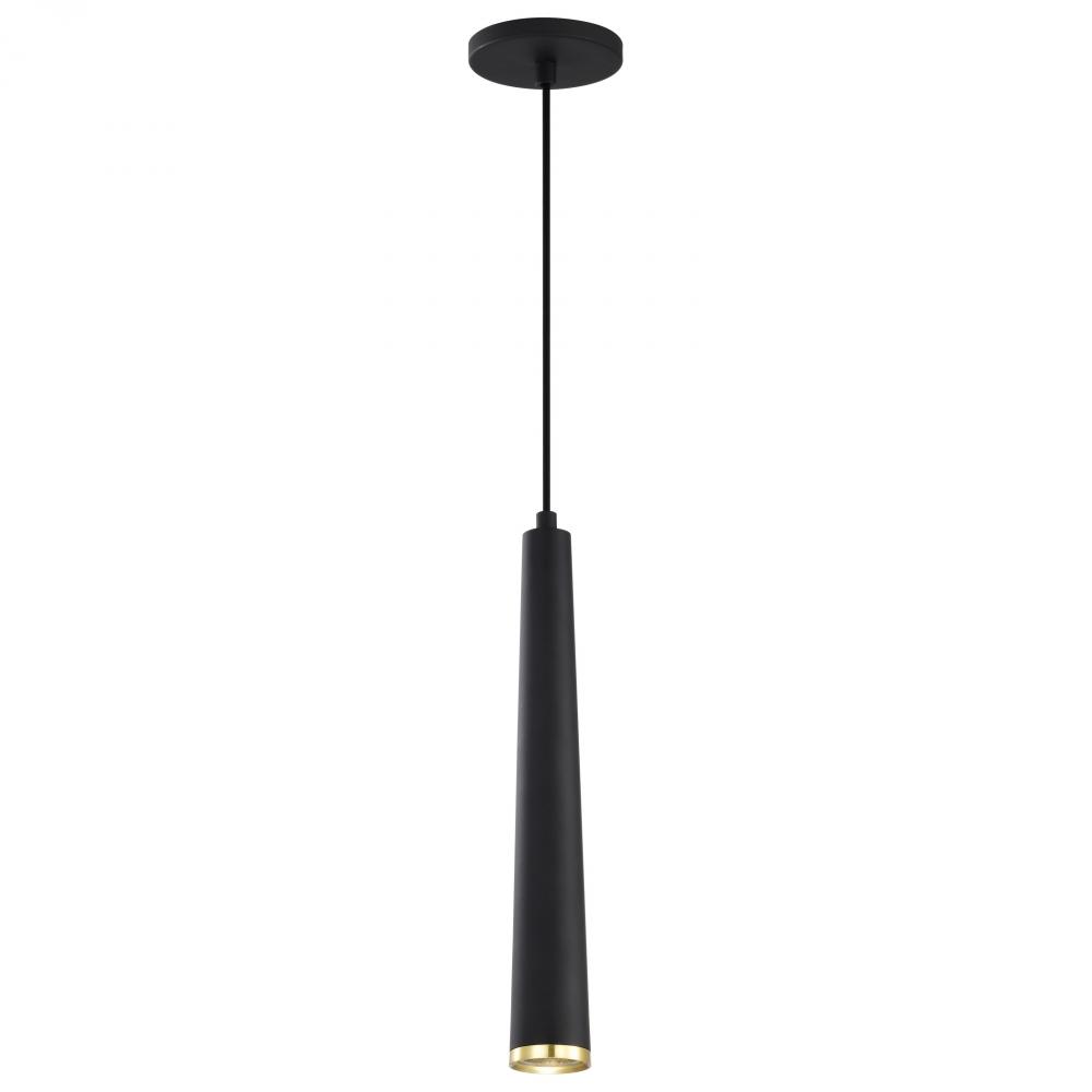 Melrose; 12 Watt; 16&#34;; LED Pendant; Matte Black and Brushed Brass Finish