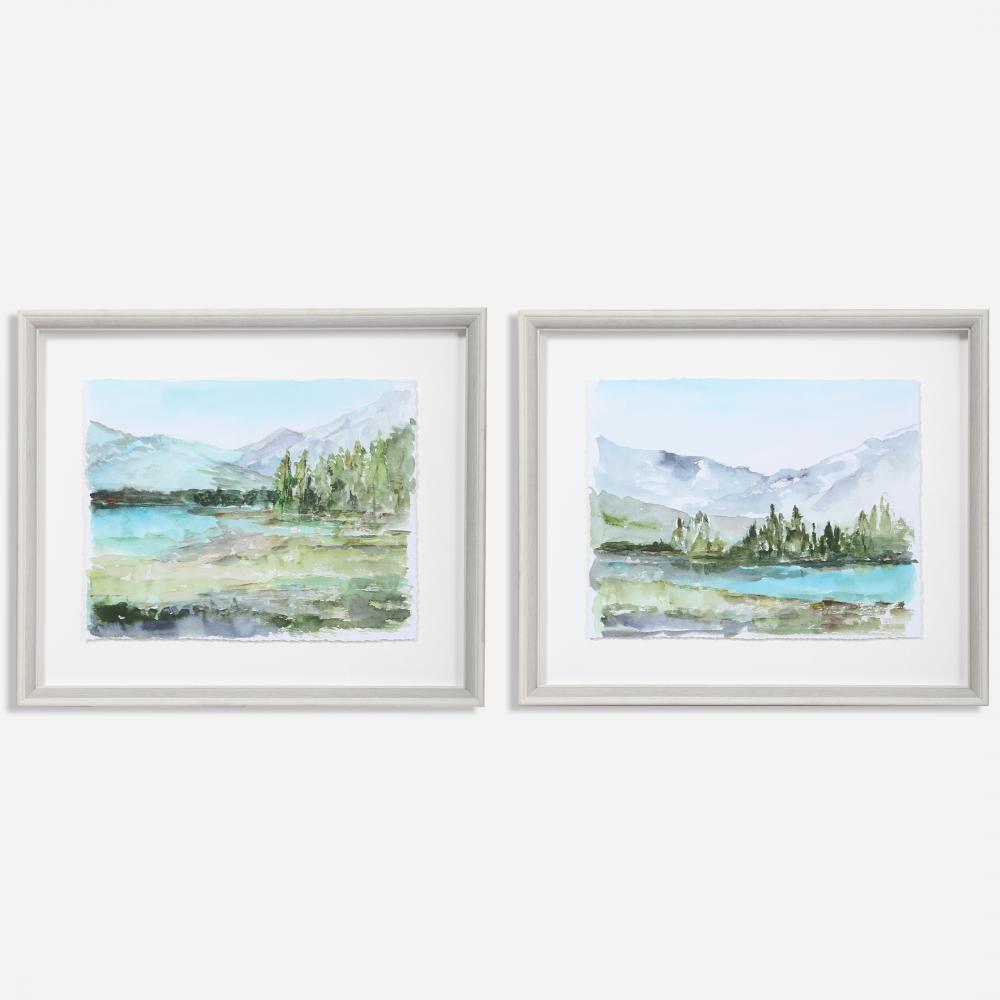 Plein Air Reservoir Watercolor Prints, S/2