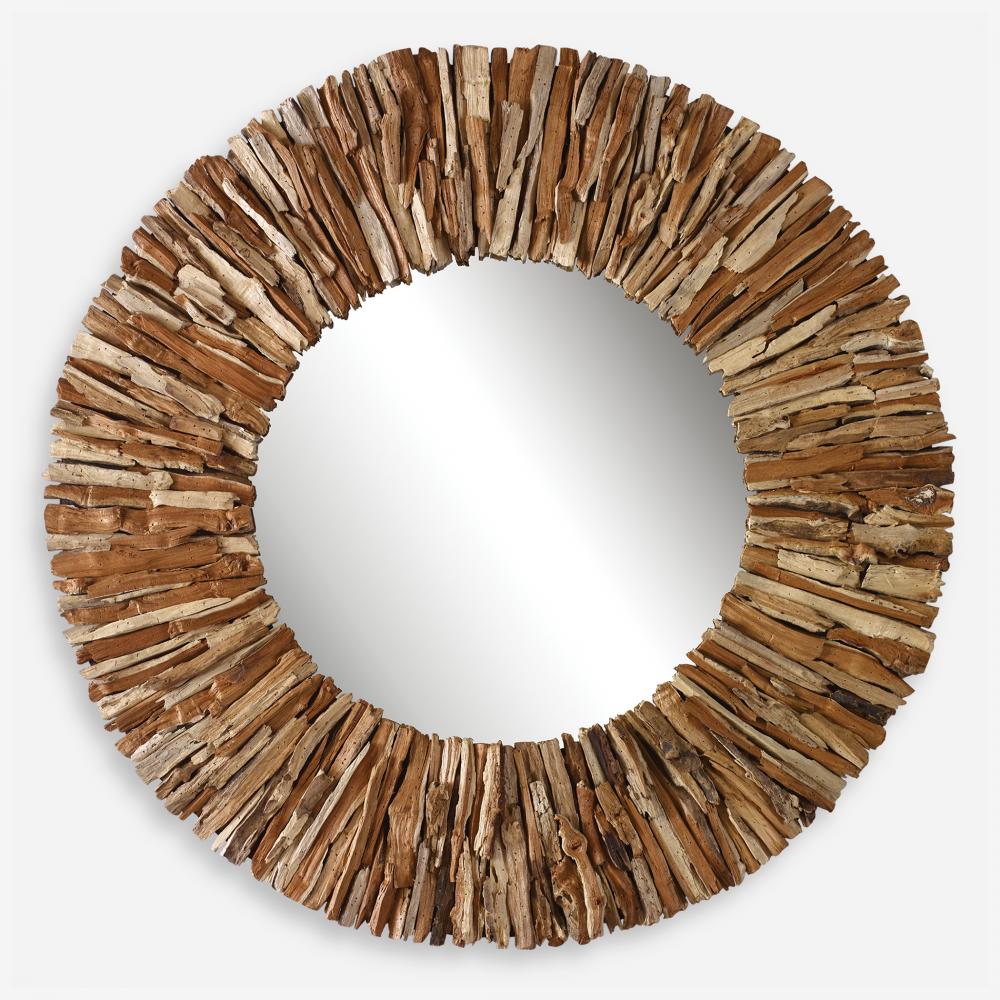 Teak Branch Natural Round Mirror