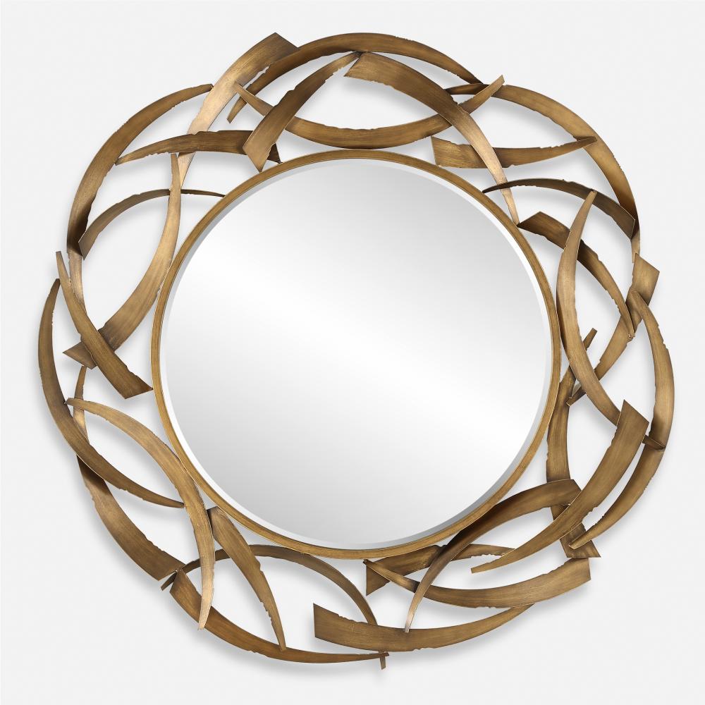 Cutting Edge Bronze Round Mirror