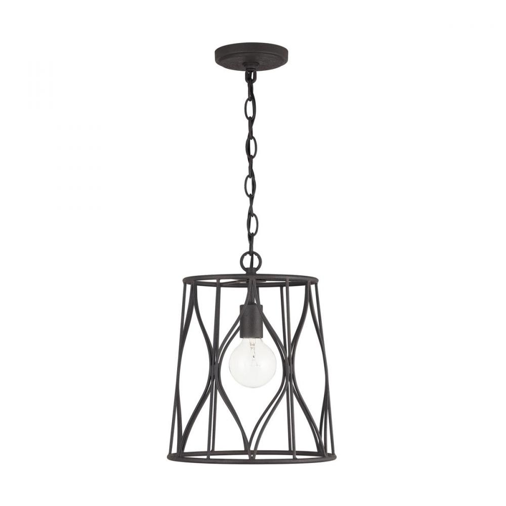 1-Light Cage Pendant in Rustic Iron