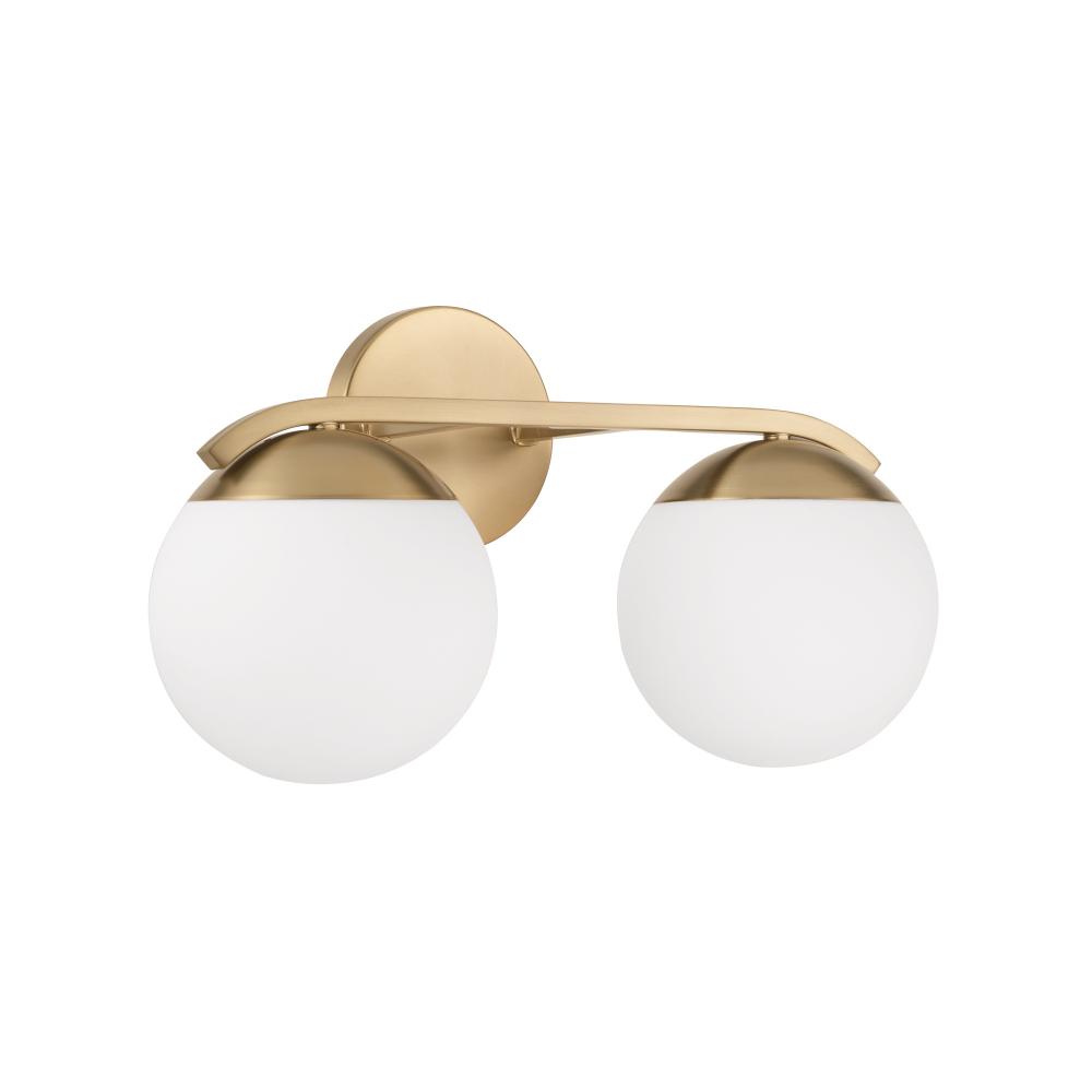 17&#34;W x 9.50&#34;H 2-Light Vanity in Matte Brass with Soft White Glass Globes