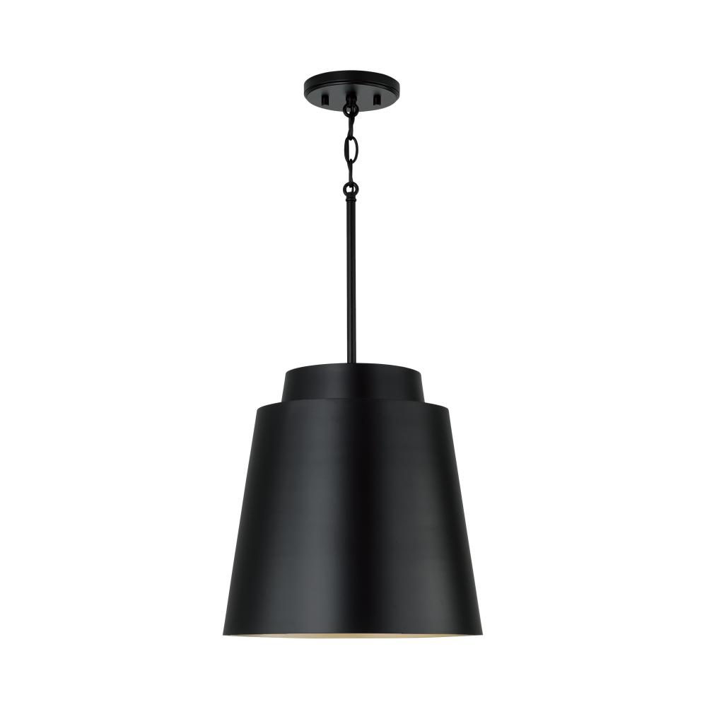 13&#34;W x 13.25&#34;H Pendant in Matte Black with Soft Gold Interior