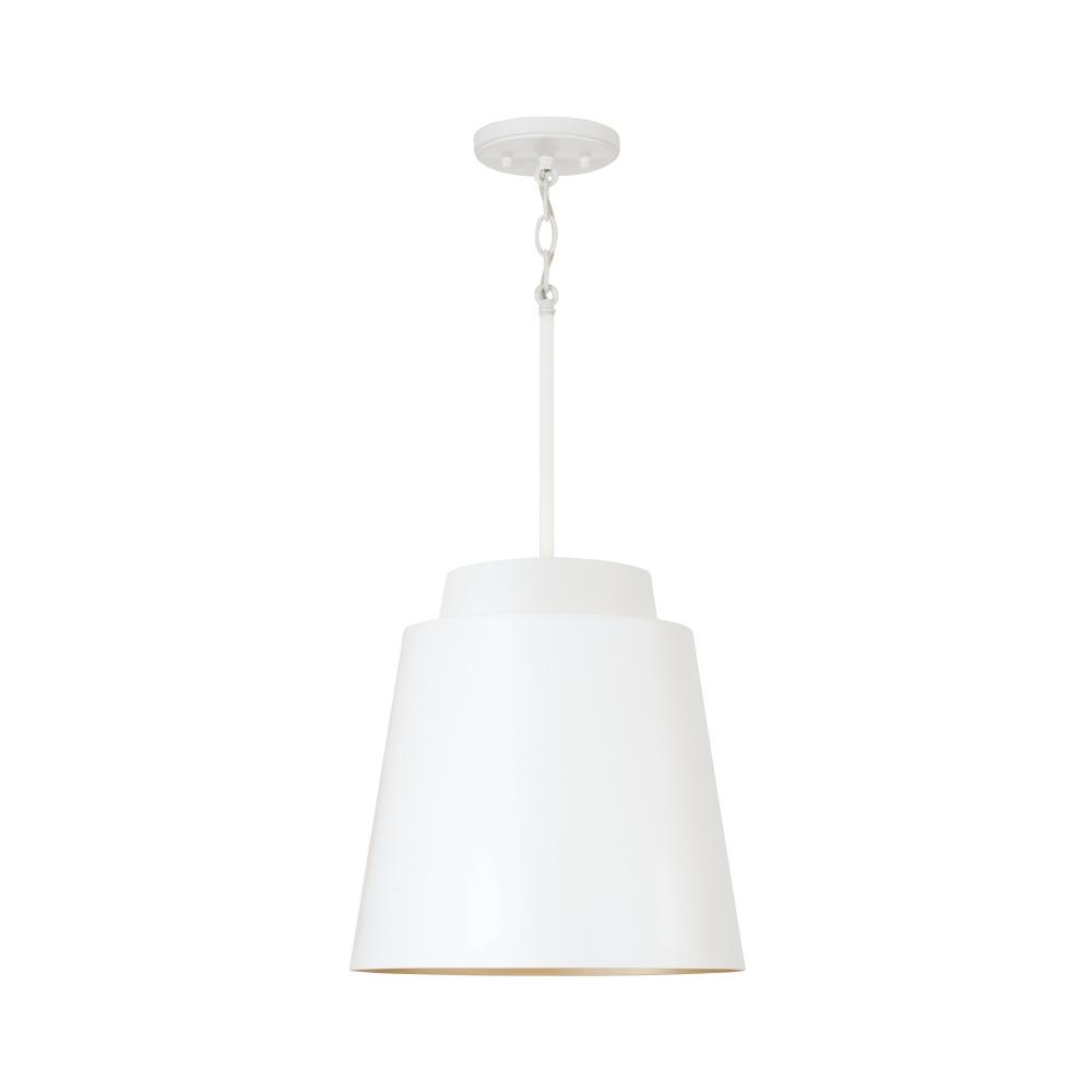 13&#34;W x 13.25&#34;H Pendant in Matte White with Soft Gold Interior