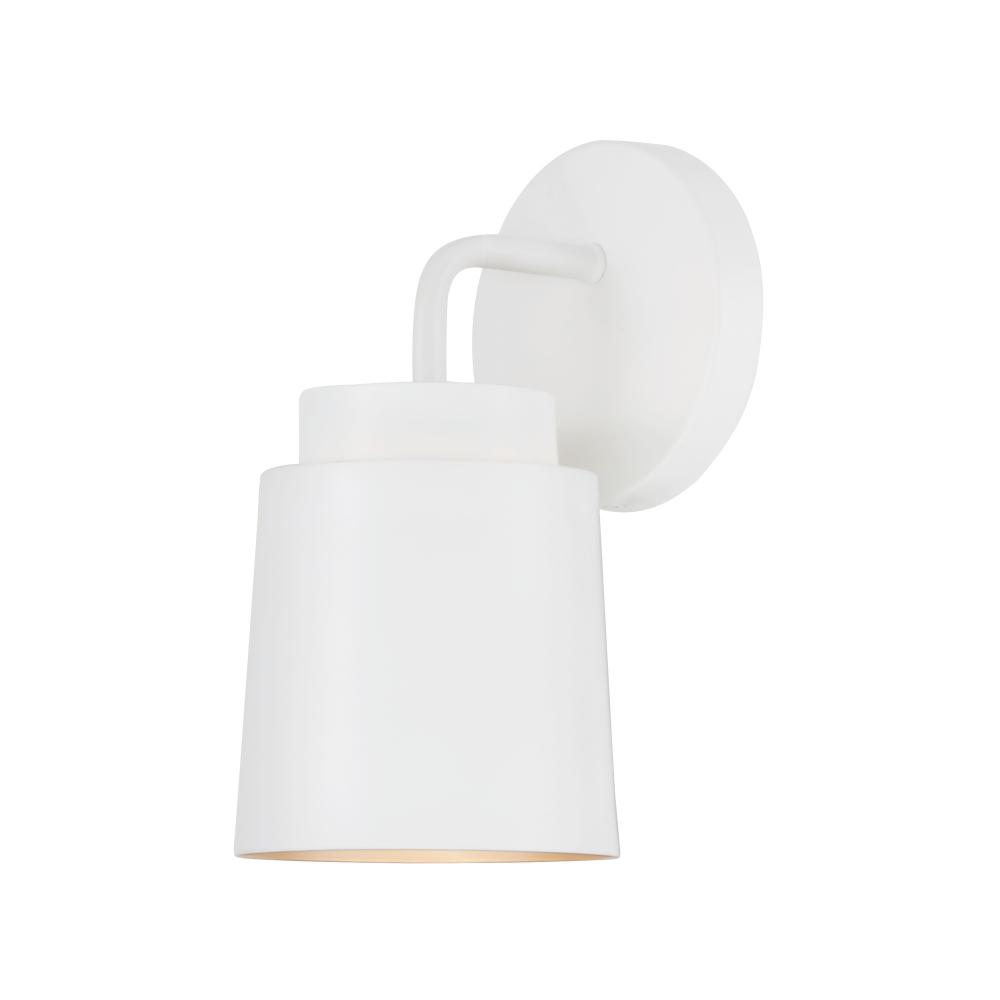 5&#34;W x 9.50&#34;H Sconce in Matte White with Soft Gold Interior