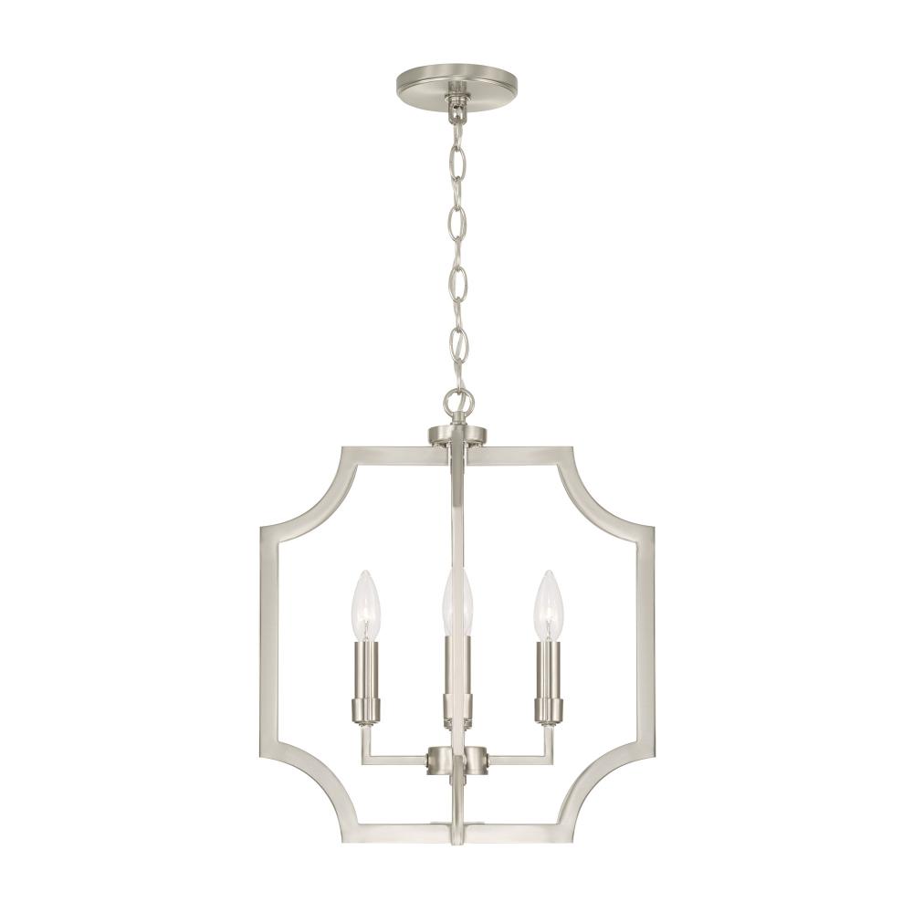 16&#34;W x 18.50&#34;H 4-Light Foyer Lantern Pendant in Brushed Nickel