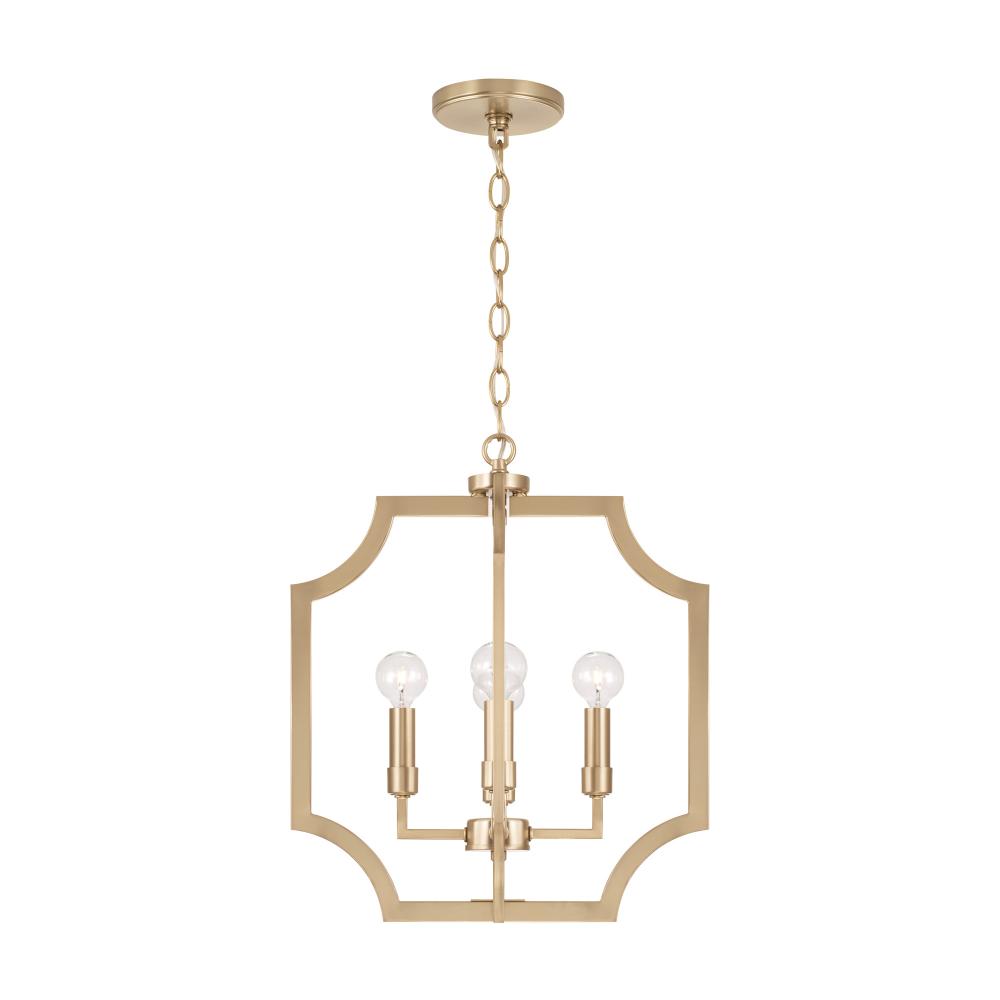 16&#34;W x 18.50&#34;H 4-Light Foyer Lantern Pendant in Matte Brass