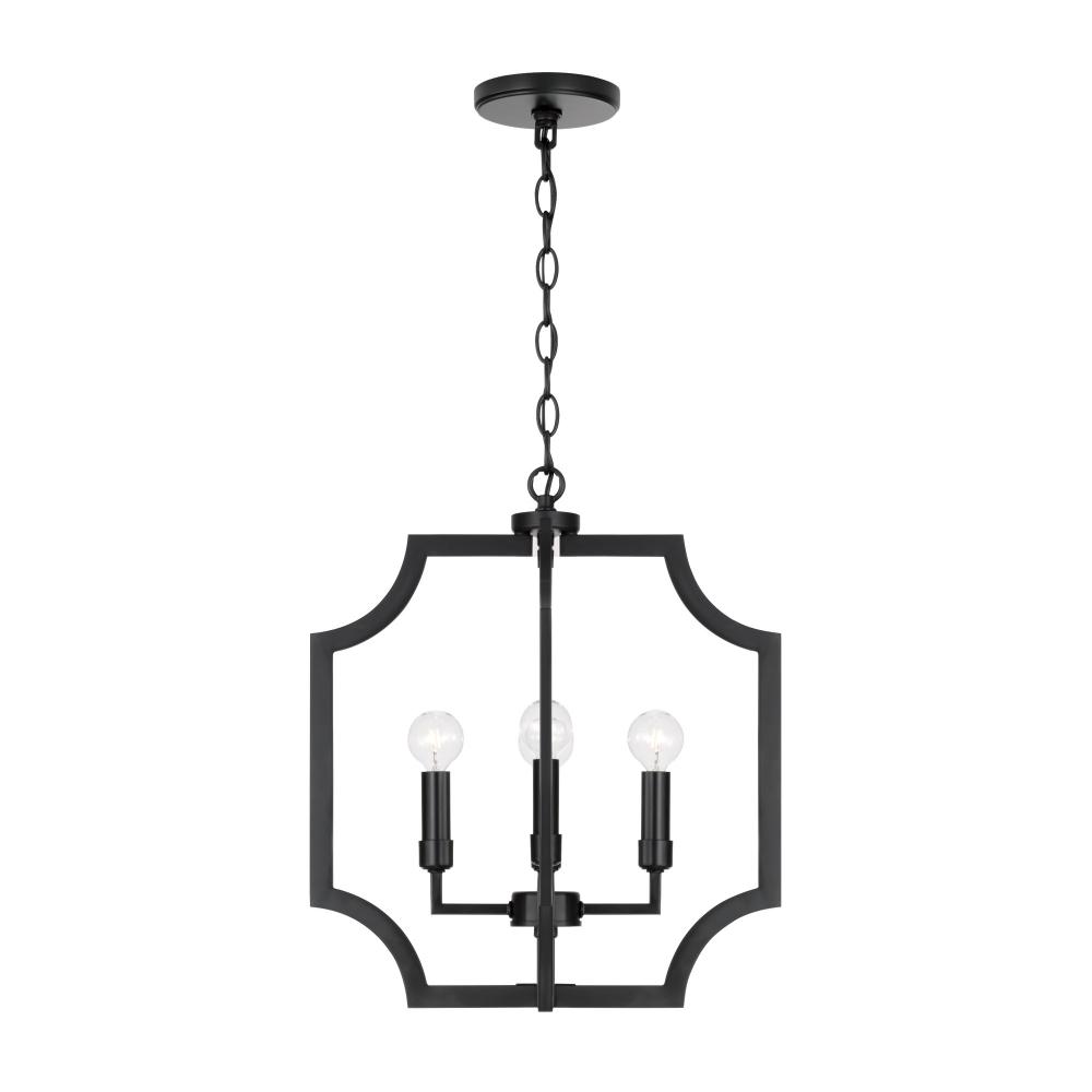 16&#34;W x 18.50&#34;H 4-Light Foyer Lantern Pendant in Matte Black