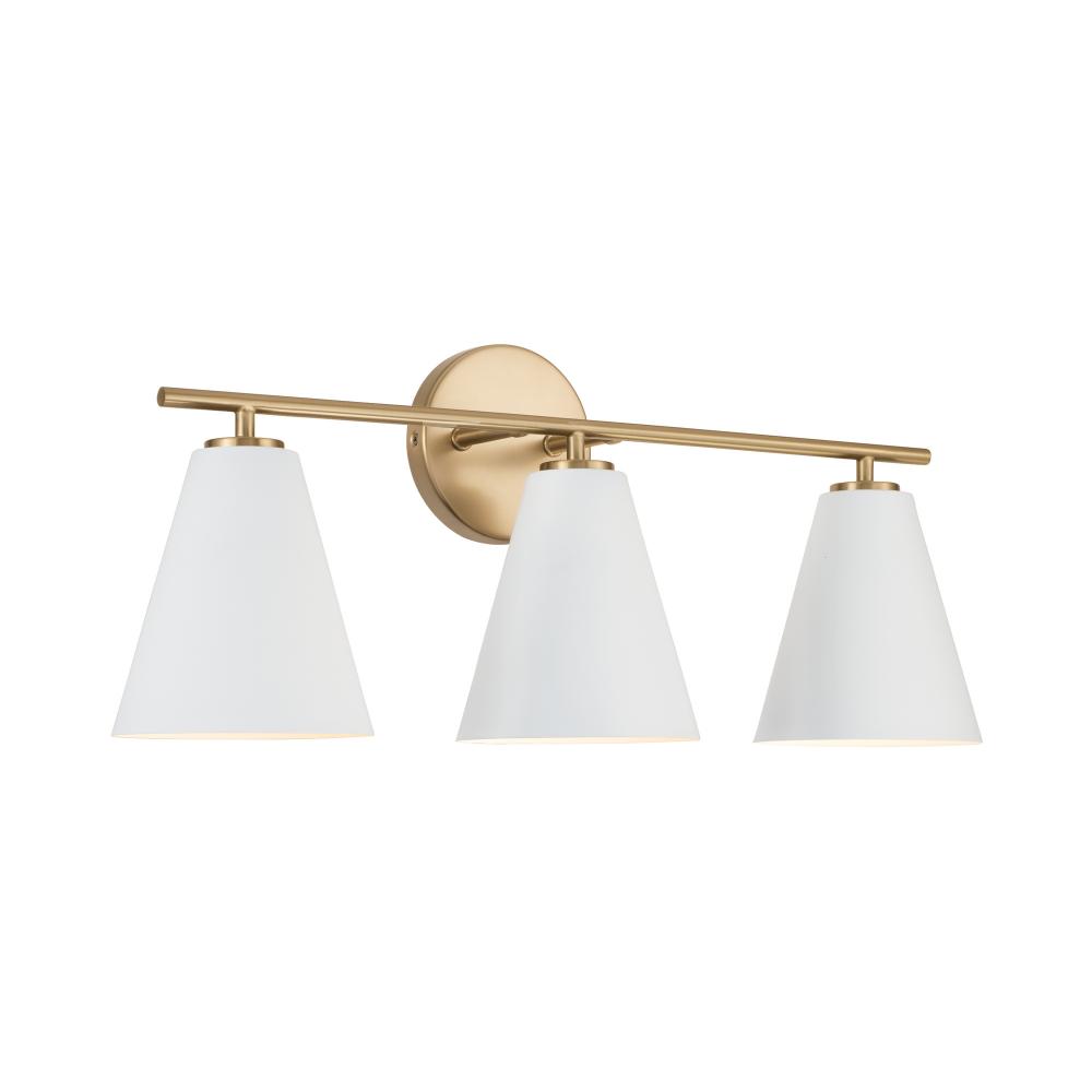 24&#34;W x 10&#34;H 3-Light Vanity in Matte Brass and White