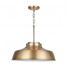 Austin Allen & Co. 9D328A - 1-Light Industrial Metal Shade Pendant - Aged Brass with White Interior